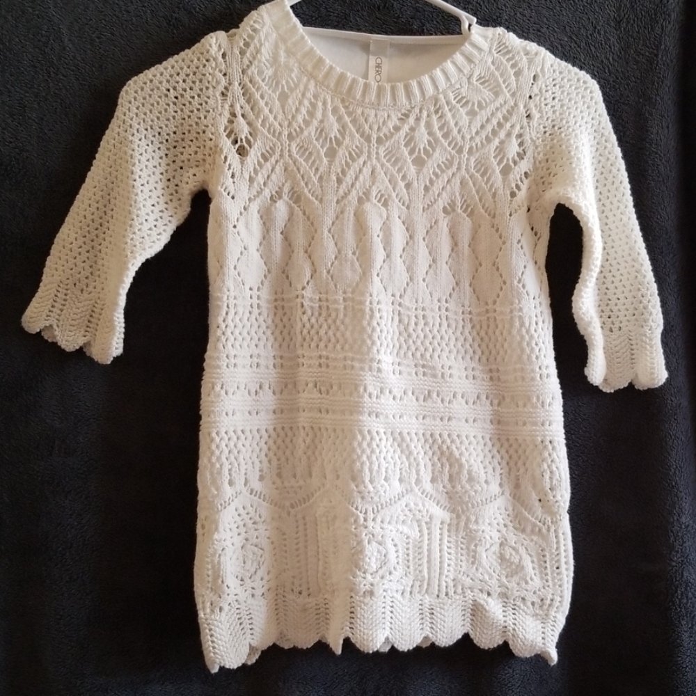 Size 4/5 XS Long Ivory Laced Sweater Dress